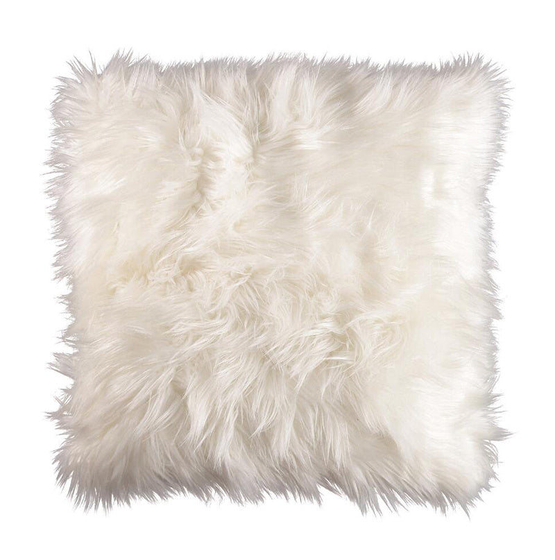 &quot;Luxury Decorative&quot; Faux Fur Pillow in White (18-in x 18-in)