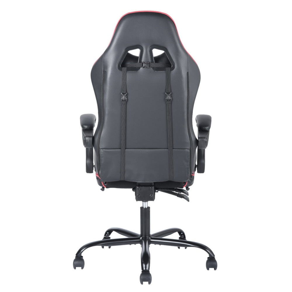 Gaming Office High Back Computer Leather Desk Mesh Ergonomic 180 Degrees Adjustable Swivel Task Chair with Headrest and Lumbar Support, &amp; Footrest , Red