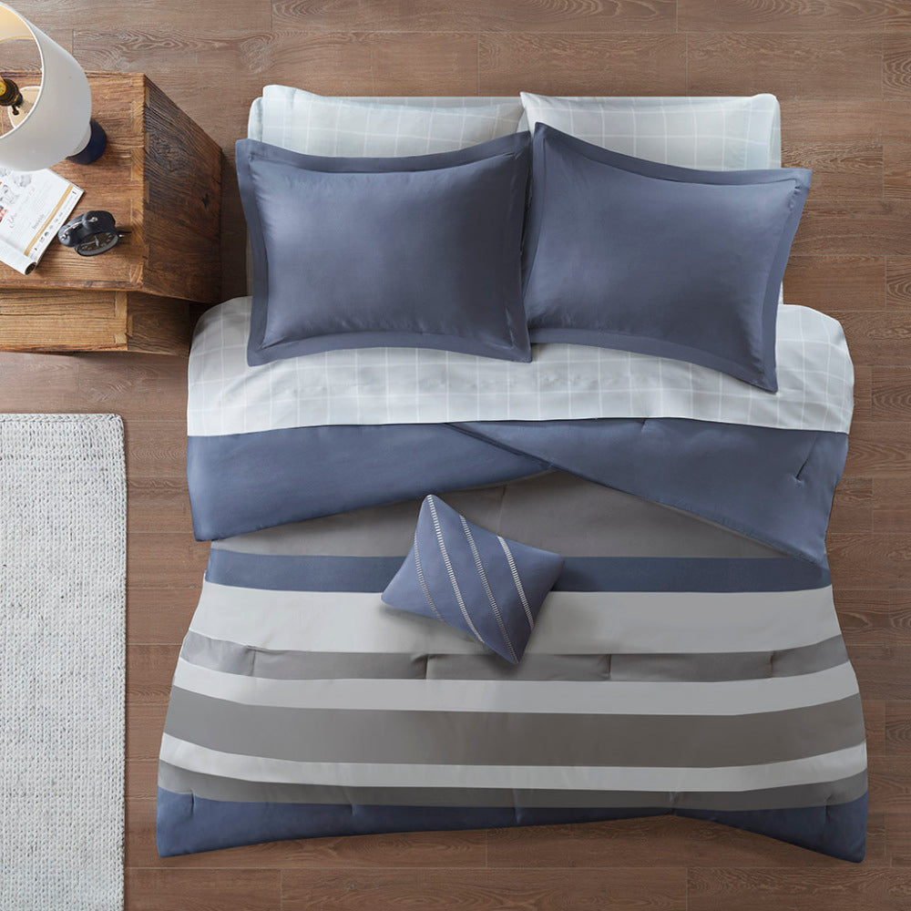 Full Striped Comforter Set with Bed Sheets