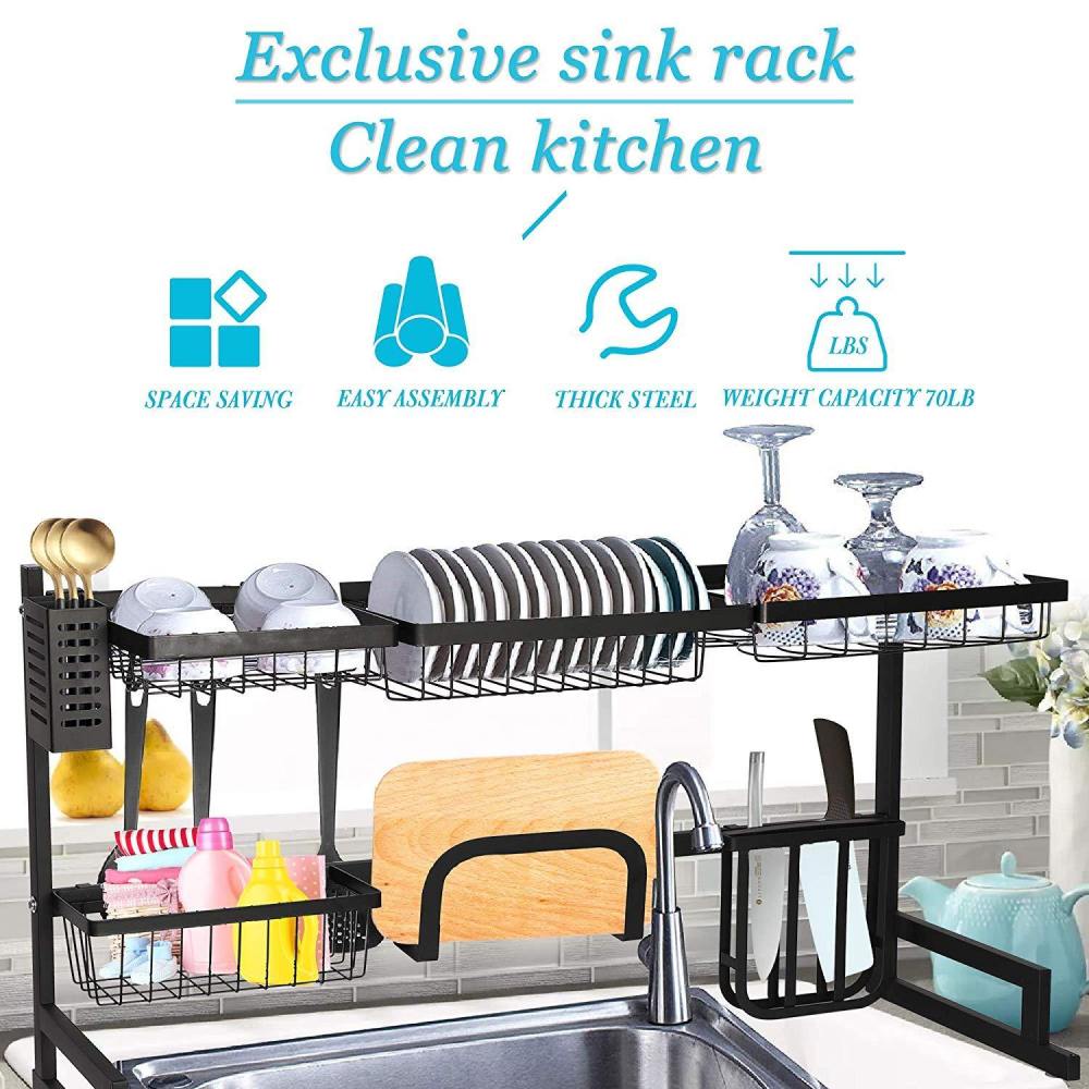 Over The Sink Dish Drying Rack Stainless Steel Kitchen Supplies Storage Shelf Drainer Organizer,