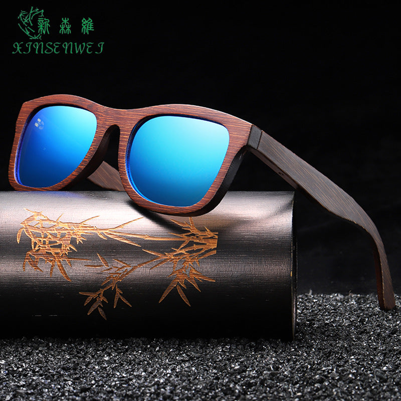 Bamboo And Wood Glasses, Brown Brushed, Polarized Anti-UV Sunglasses For Men And Women