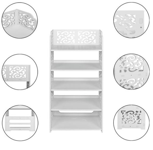 WPC - 5 Layers Carved Shoe Rack - A - 42X24X80cm