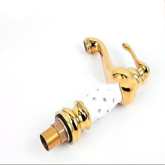 Rotating hot and cold faucet