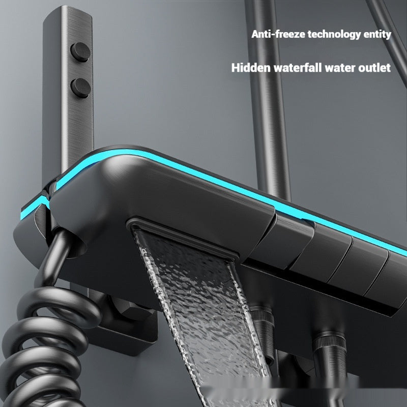 Home Bathroom Booster Gun Gray Constant Temperature Shower Head Set