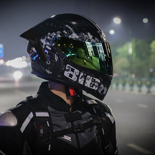 Motorcycle Helmet Mens Retro Chopper Aish Full-Cover Cool Electric Bike Safety Helmet