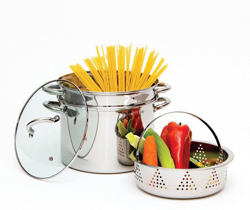 Exported To Europe And America 24cm Multi-functional Draining Noodles Strainer Spaghetti Pot 201430 Stainless Steel 8QT Noodle Soup Steamer
