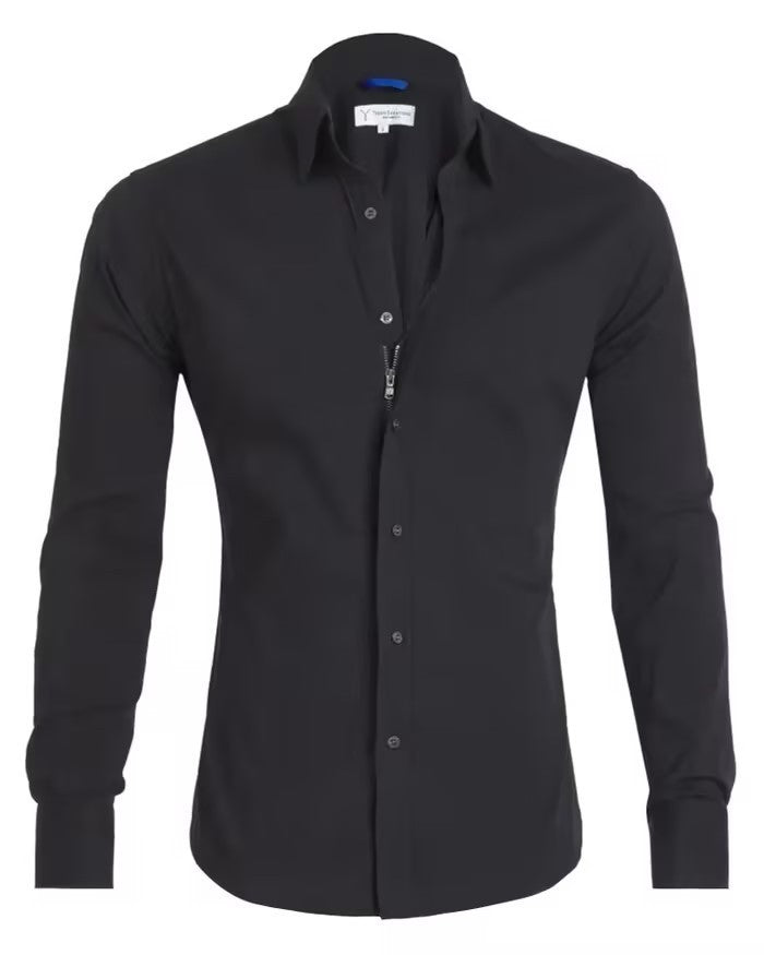 Long sleeve shirt with zip fastening