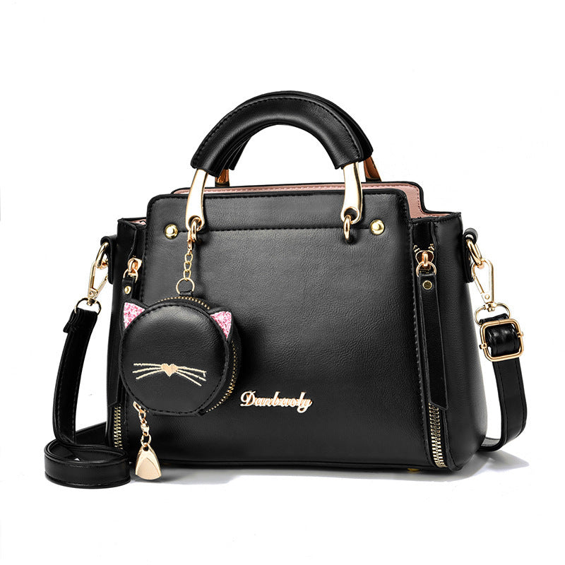 Cat Pendant Handbag Fashion Simple Large Capacity Shoulder Bag