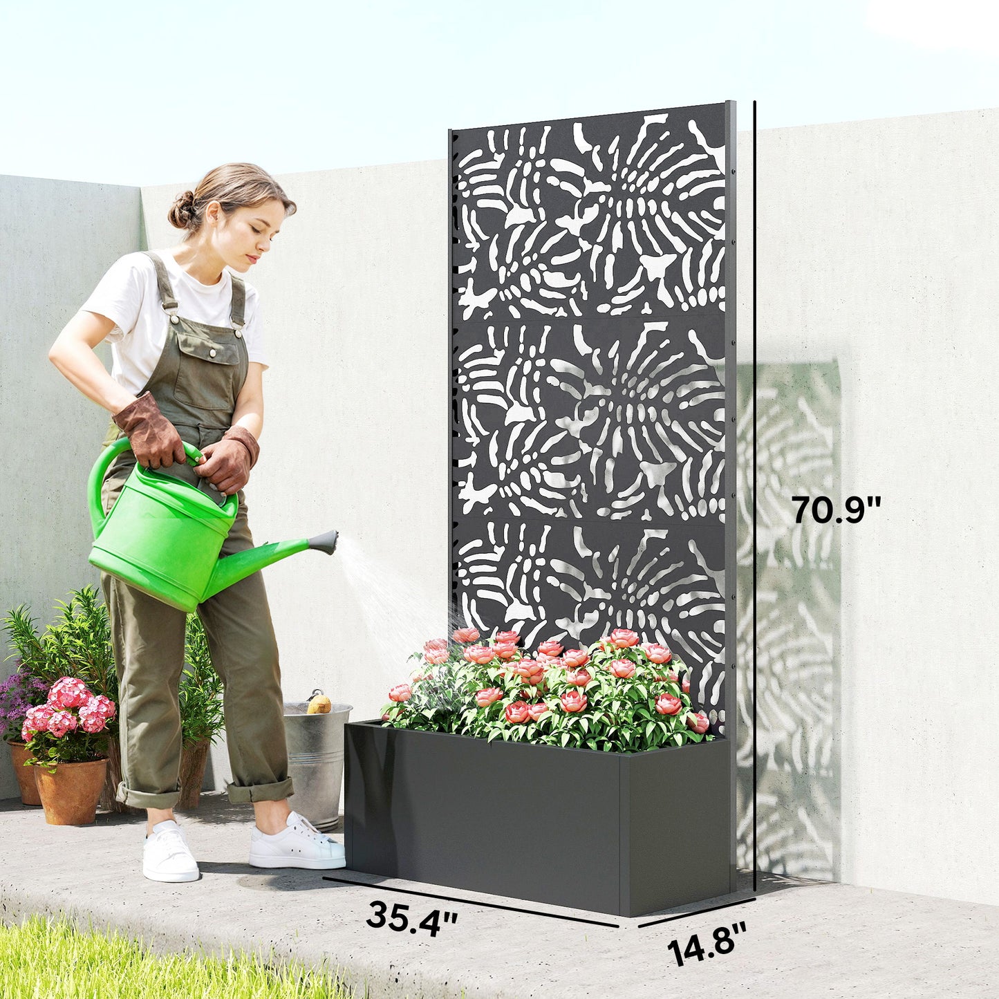 Metal Planter Box With Trellis