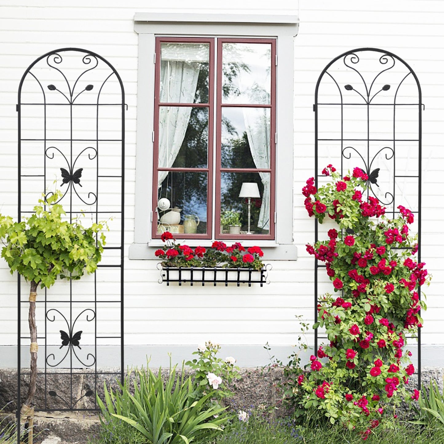 4 Pack Metal Garden Trellis 86.7x19.7Rustproof For Climbing Plants Outdoor