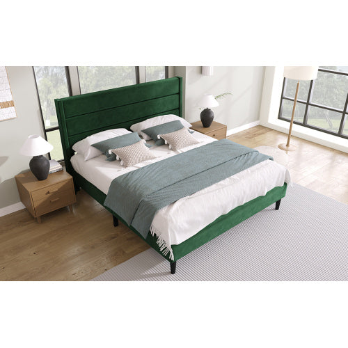 Linen Bed Frame With Slatted Frame