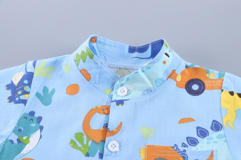 Children's Clothing Summer New Suit Children Cotton Clothes Baby Short Sleeve Shirt
