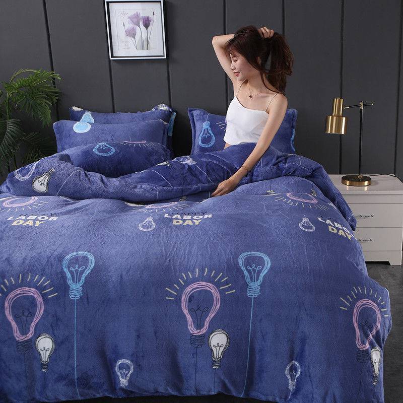 Winter Double-sided Fleece Thickened Warm Coral Quilt Cover Single Piece