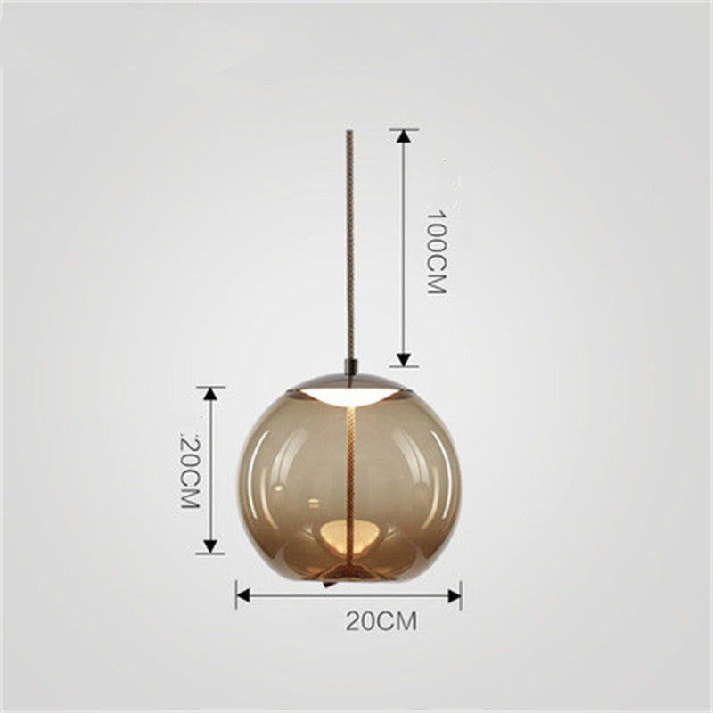 Modern Minimalist Living Room Bar Creative Single Head Glass Chandelier