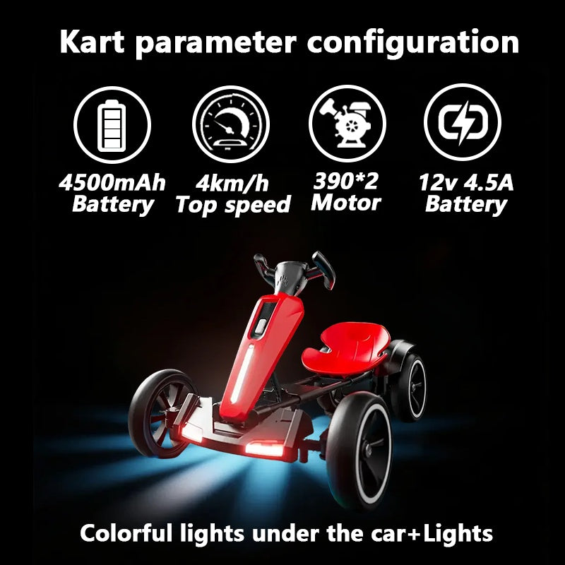 12V Electric Kids Pedal Go Kart, Folder Go Kart, Outdoor Ride On Toy With Adjustable Seat, 4 Non-Slip EVA Wheels For Boys And Girls For Age 3-8 Years Old