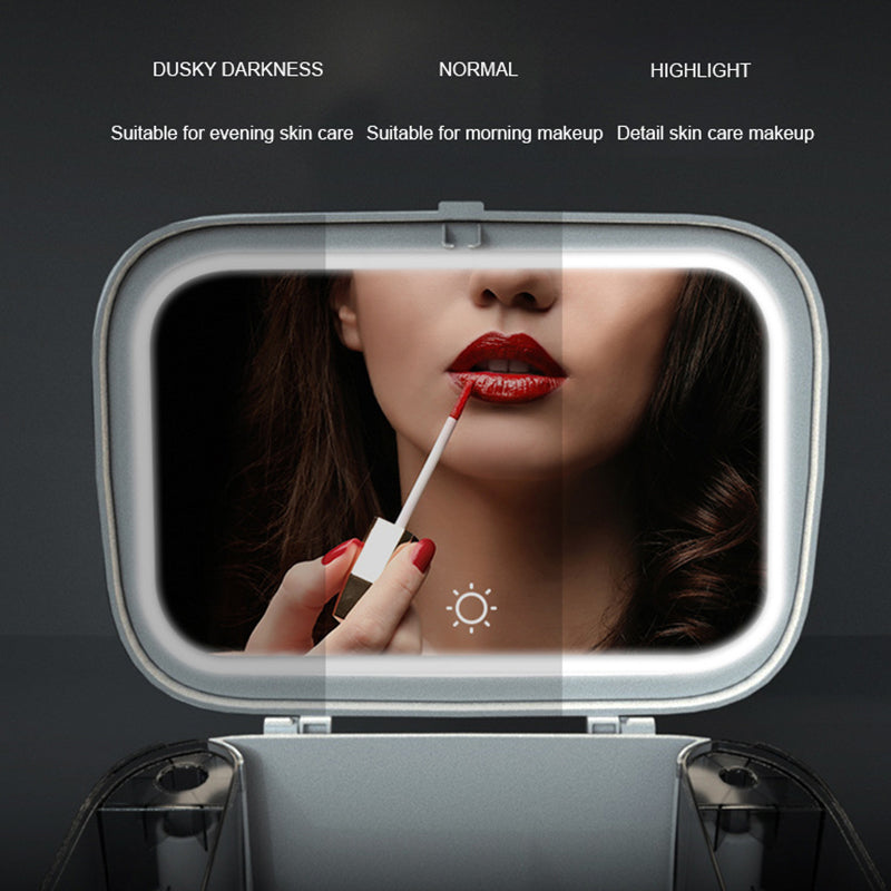 Makeup Organizer With Mirror LED light Large Capacity Jewelry Rack