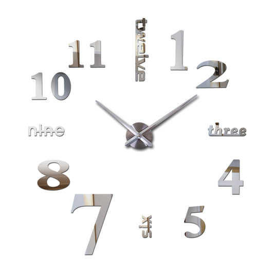 Creative acrylic mirror wall clock DIY stereo hanging