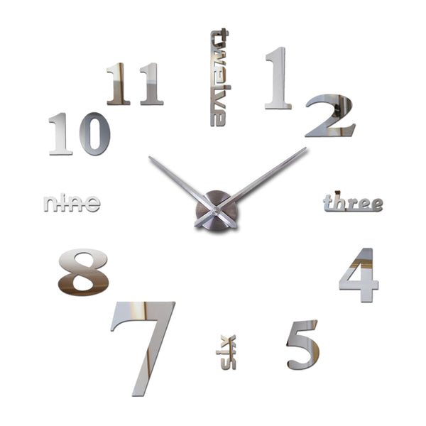 Creative acrylic mirror wall clock DIY stereo hanging