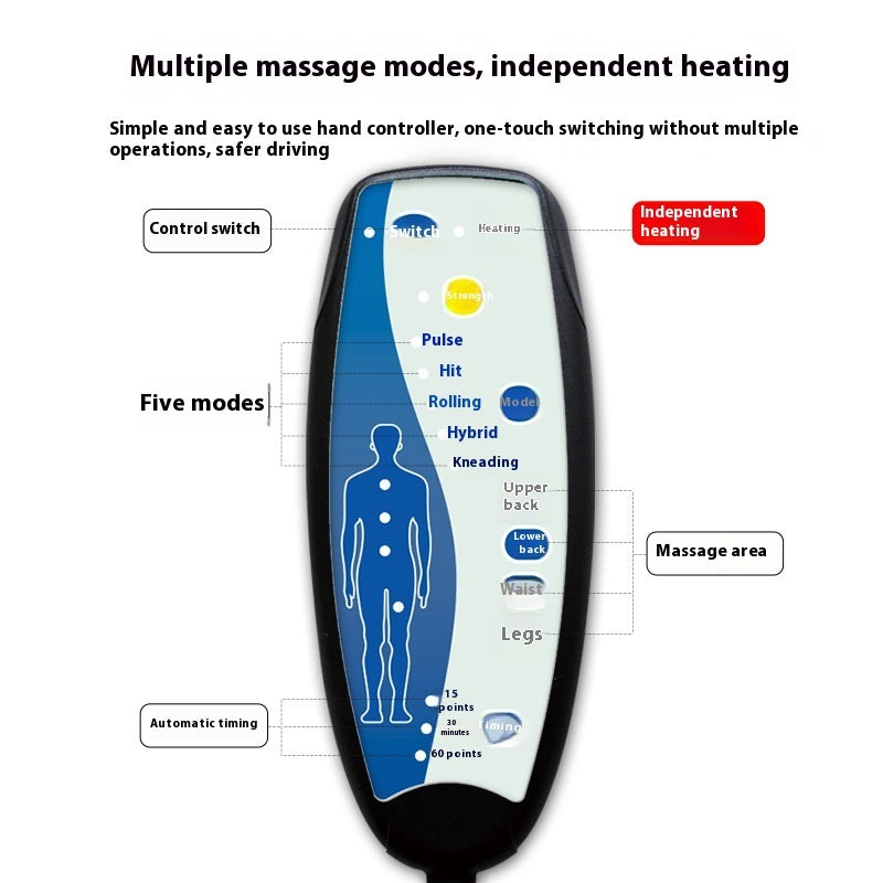 Car Heating Back Integrated Massage Seat Cushion