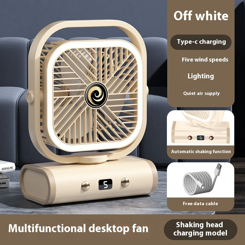 Shaking Head Desktop Fan Rechargeable Long Endurance Portable Little Fan