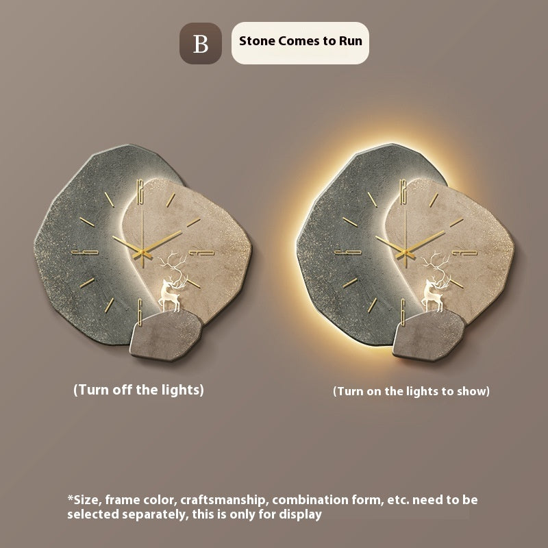 Stone Brings Luck Restaurant Clock Wall Modern Simple