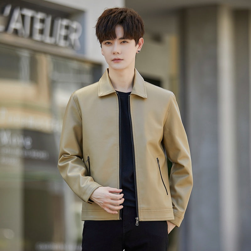 Men's Leather Jacket Unlined Coat Casual Jacket