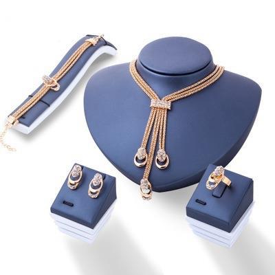 Bridal Necklace Earrings Jewelry 4 PCs Set