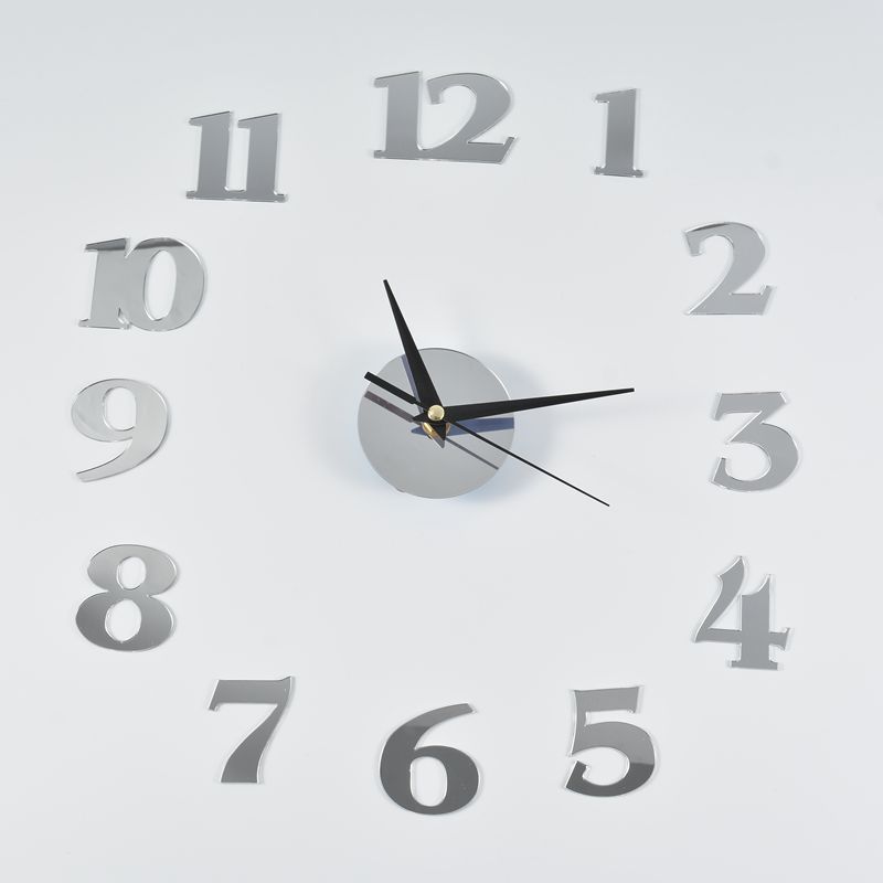 Creative acrylic mirror wall clock DIY stereo hanging