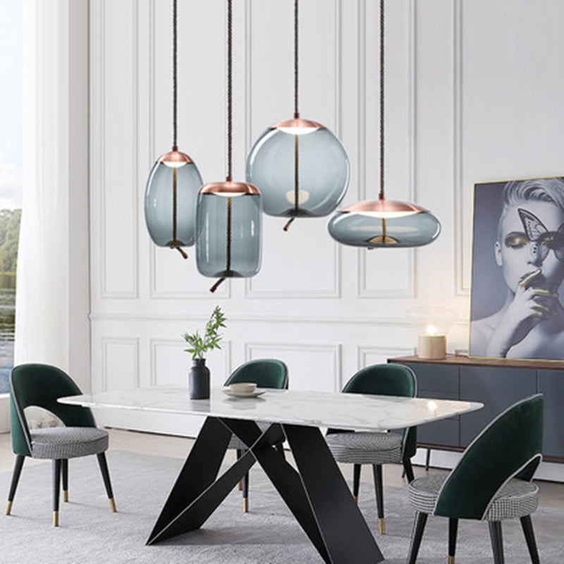 Modern Minimalist Living Room Bar Creative Single Head Glass Chandelier