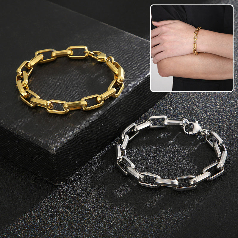 Men's Titanium Steel Bracelet Ins Niche Design Hip-hop Geometric Bracelet