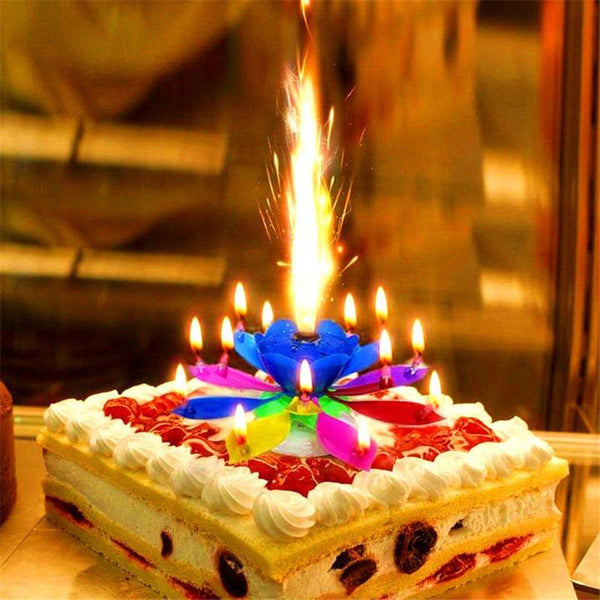 Candle lotus flower color cake