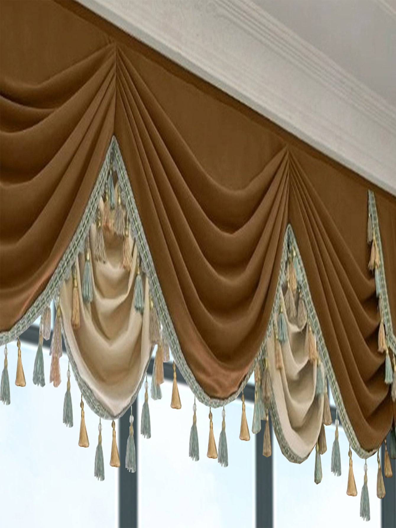 Finished Retro Villa Living Room Bedroom High-grade Thickened Light Luxury Velvet Splicing Curtains, Curtain Drapes Need To Be Purchased