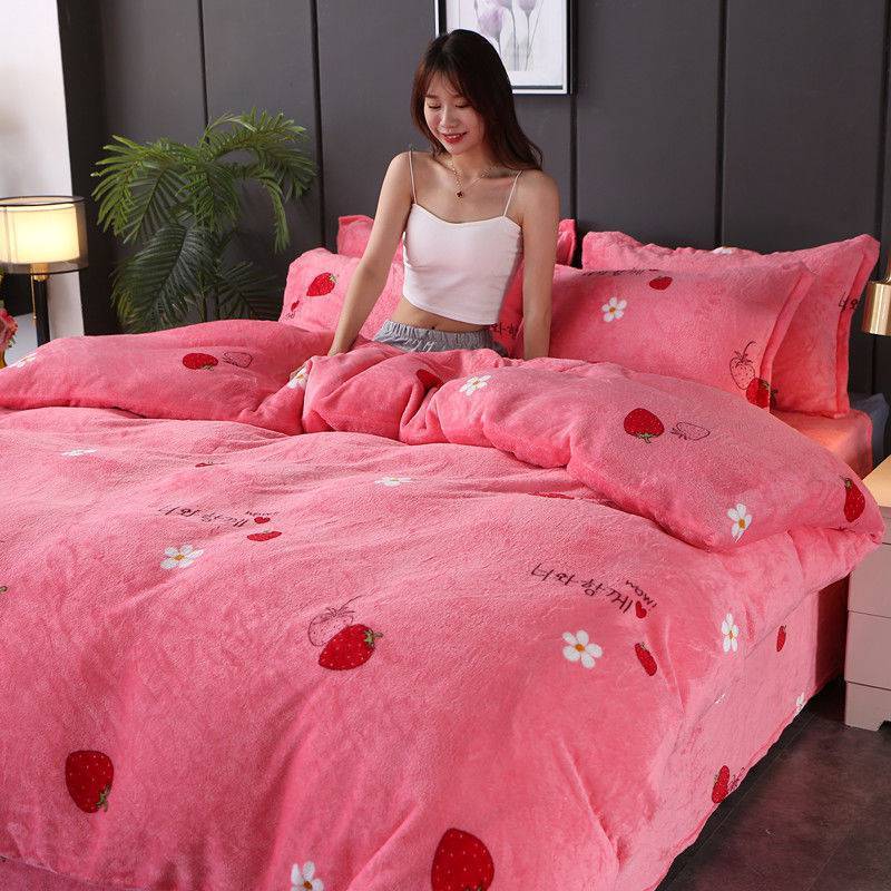 Winter Double-sided Fleece Thickened Warm Coral Quilt Cover Single Piece