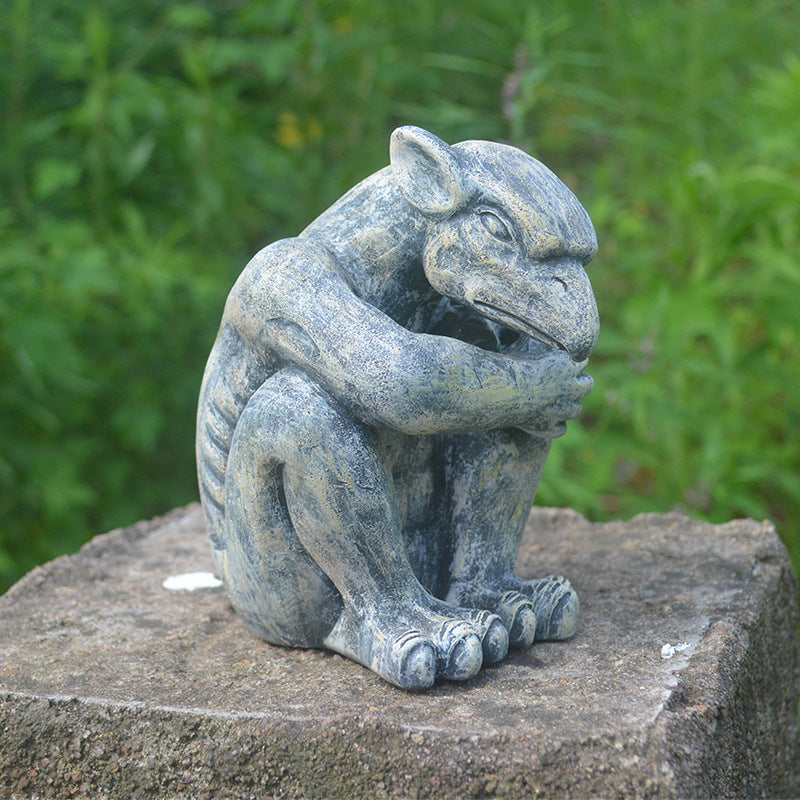 Garden Courtyard Decoration Emmett Stone Statue Ghost Protector Stone Statue Ghost Gothic Sculpture Resin