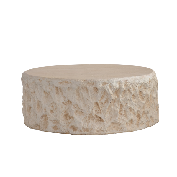 MgO Mid-Century Round Centre Coffee Table Vintage Faux Stone Sofa Pre-Modern Coffee Tables Beige Coffee Table For Living Room Office Apartment