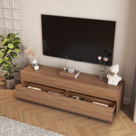 TV Stand With 16 Color LEDs, Modern TV Stand, Floating TV Cabinet Entertainment Center For 55 60 65 Inch TV,Wood
