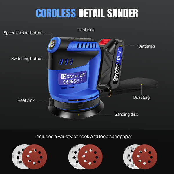 Lithium Electric Sandpaper Round Grinding Machine Wireless Handheld Sand Paper Machine