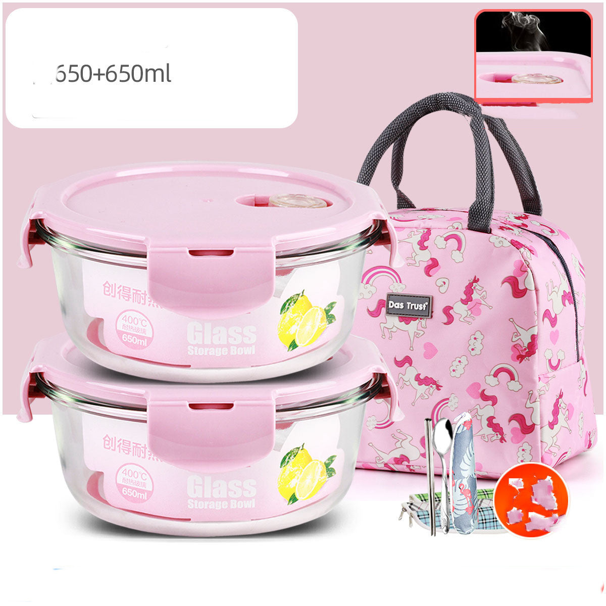 Microwaveable Glass Lunch Box For Office Workers