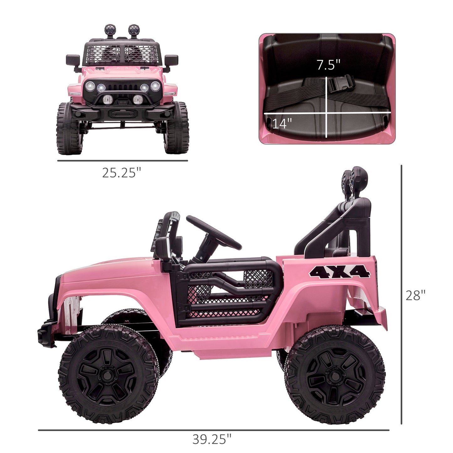 Electric Off-Road Truck 12V Kids Ride On With Remote Control MP3 Music Adjustable Speed