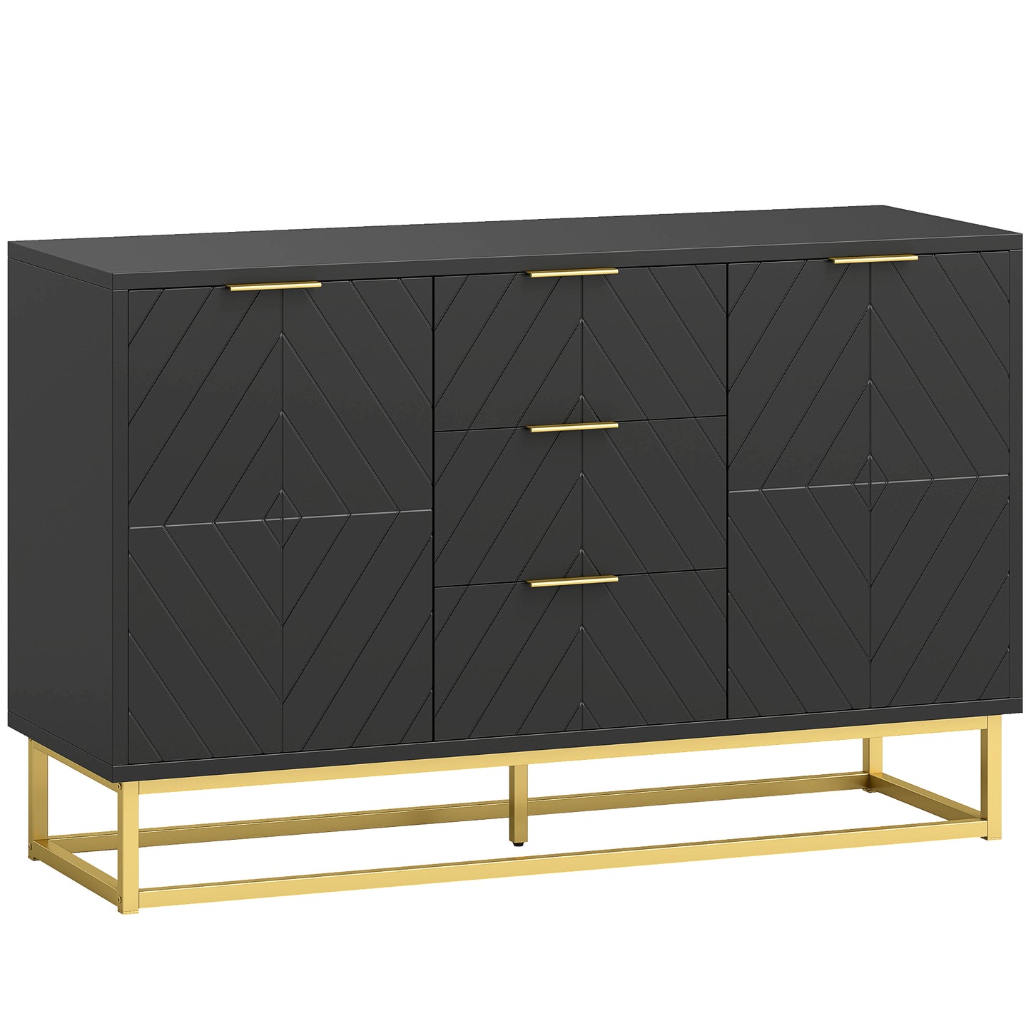Sideboard With 3 Drawers And Adjustable Shelves For Living Room - Black