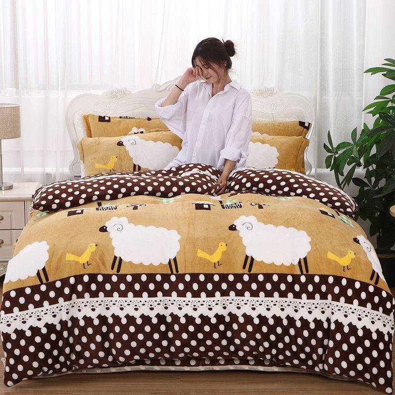 Winter Double-sided Fleece Thickened Warm Coral Quilt Cover Single Piece