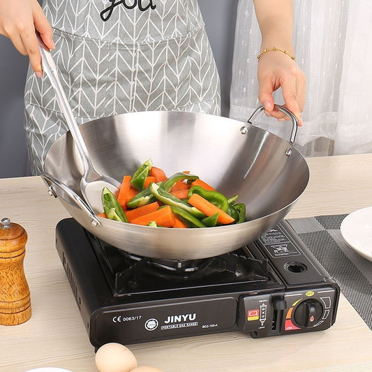 Household Quick-fry Pan Gas Stove Round Bottom Uncoated Wok