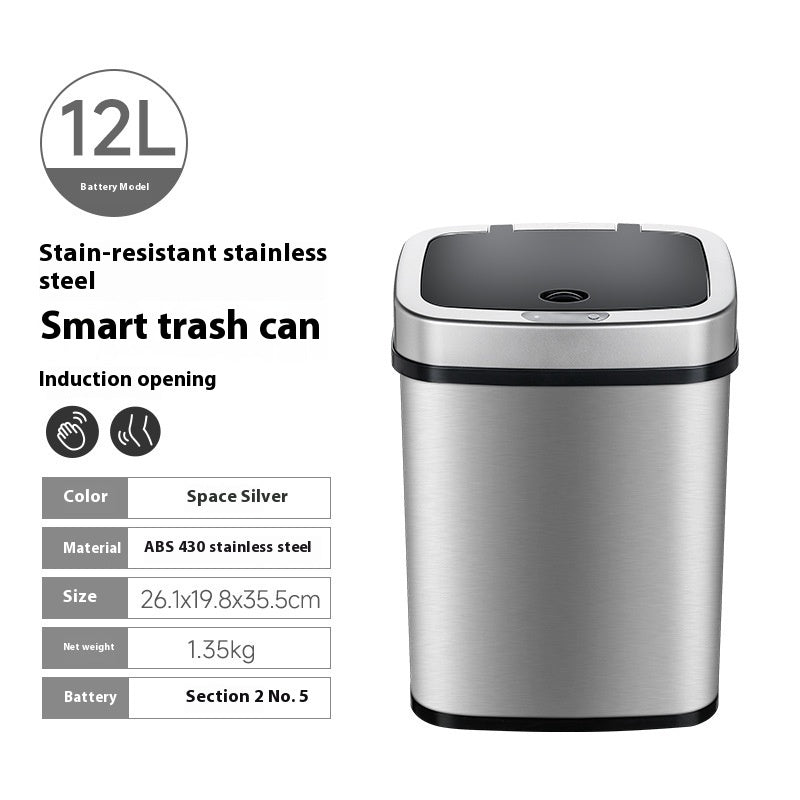 Smart Induction Stainless Steel Trash Can Home Office