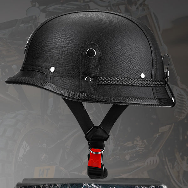 Retro-style PU Leather Motorcycle Helmet
