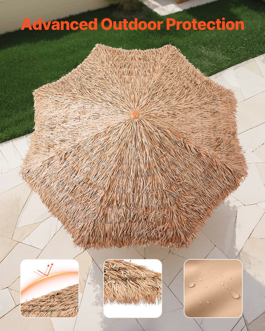 Tiki Umbrella Thatched Patio Umbrella 9 Ft Poolside Patio Beach Umbrella