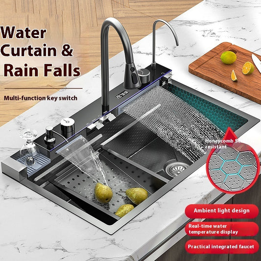 304 Thickened Honeycomb Embossed Household Digital Display Sink