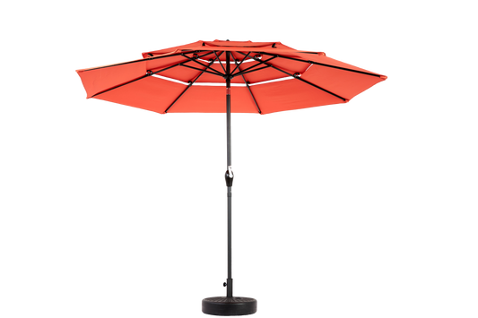 Aluminium 10ft 3 Tier Auto-tilt Umbrella ,Outdoor Patio Umbrella - Market Table Pool Deck Umbrella  Base Not Included    -  Orange