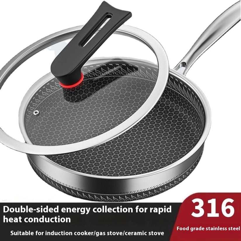 Stainless Steel Frying Pan Household Uncoated Induction Cooker Applicable To Gas Stove