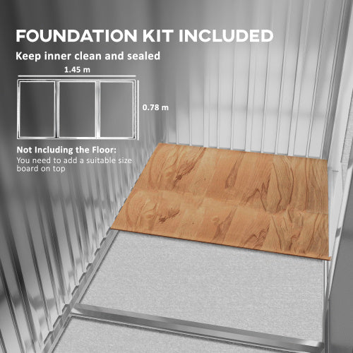 Outsunny Metal Garden Shed, Outdoor Lean-to Shed For Tool Motor Bike, With Adjustable Shelf, Lock, Gloves, 5x3x6  Dark Grey