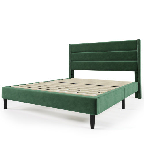 Linen Bed Frame With Slatted Frame